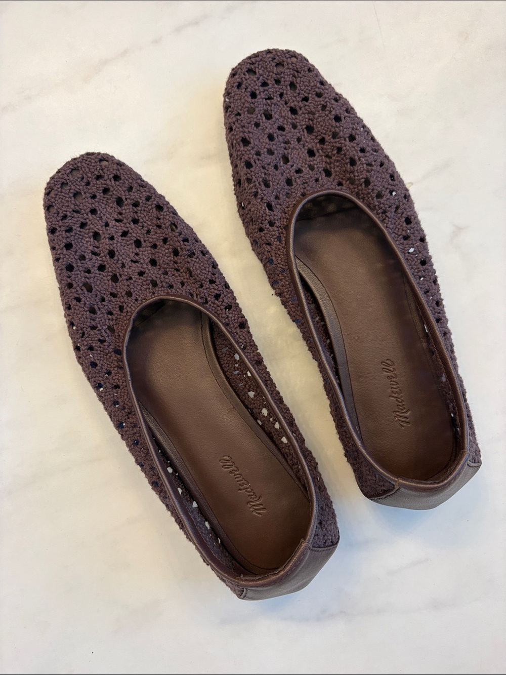 Madewell Chocolate Brown Crochet Ballet Flats